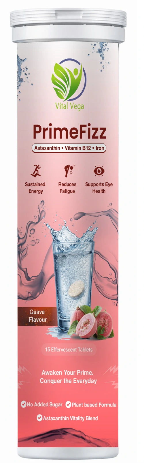 PrimeFizz astaxanthin, vitamin B12 and iron guava effervescent tablets