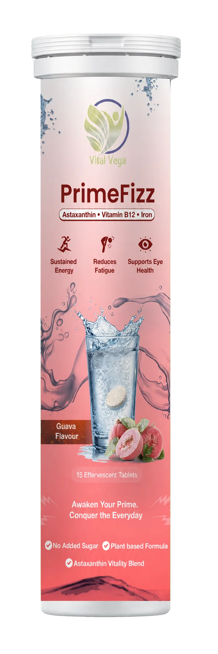 Vital Vega PrimeFizz astaxanthin, iron, vitamin B12 and vitamin D3 effervescent tablets